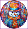 Diamond Painting Glas in lood Kerst Sneeuwpop