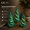 GSArt Spiraal Kerstboompjes Theelichthouders - Set van 3 met LED Theelichtjes - Maretak groen