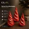 GSArt Spiraal Kerstboompjes Theelichthouders - Set van 3 met LED Theelichtjes - Glanzend Candy Red