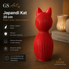 GSArt Japandi Kat 20 cm - Modern 3D Geprint Decoratiebeeld - Zijde Candy red