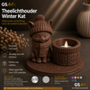 GSArt Theelichthouder Winter Kat - Inclusief LED-kaarsje - Chocoladebruin