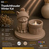 GSArt Theelichthouder Winter Kat - Inclusief LED-kaarsje - Mat Lattebruin