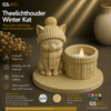 GSArt Theelichthouder Winter Kat - Inclusief LED-kaarsje - Mat Woestijnbeige