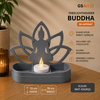 GSArt Theelichthouder Buddha 19cm - Lotus - Inclusief LED Theelichtje - Mat Asgrijs