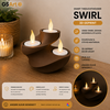 GSArt Theelichthouder Swirl - 3D Geprint - Inclusief 3 LED Theelichtjes - Chocoladebruin