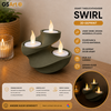 GSArt Theelichthouder Swirl - 3D Geprint - Inclusief 3 LED Theelichtjes - Mat Donkergroen