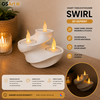 GSArt Theelichthouder Swirl - 3D Geprint - Inclusief 3 LED Theelichtjes - Mat Wit