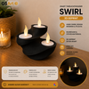 GSArt Theelichthouder Swirl - 3D Geprint - Inclusief 3 LED Theelichtjes - Mat Zwart