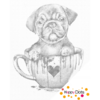 HappyDots DOT Painting Puppy in kopje 40x50cm - Stippelschilderij zwart