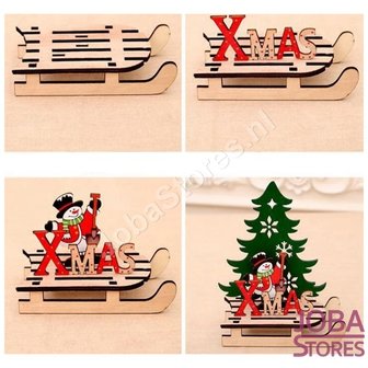 Houten Kerst Slee Xmas Kerstman (S)