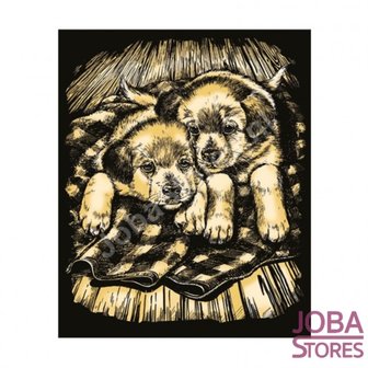 Kras Tekening &quot;Sequin Art&quot; Puppies Goud