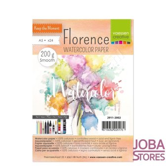 Aquarelpapier &quot;Florence&quot; ivoor smooth 200g A5 (24 stuks)