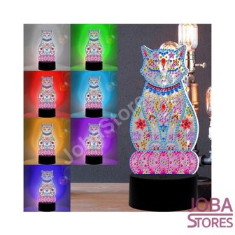 Diamond Painting 3D Illusie Lamp Kat