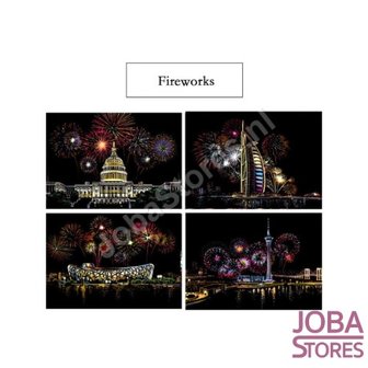 Scratch Drawings Set Fireworks 29x21cm (4 pieces)
