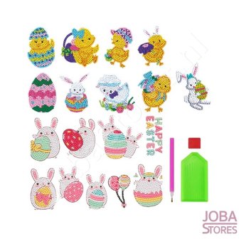 Diamond Painting Sticker Set Easter 003 (18 pieces)