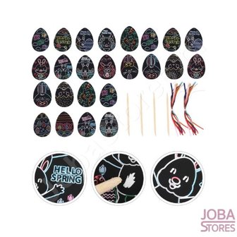 Scratch Drawings Easter pendants (28 pieces)