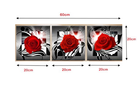 Diamond Painting Rozen 3 luiks 60x20cm