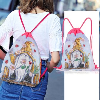 Diamond Painting Backpack Pink Gnome