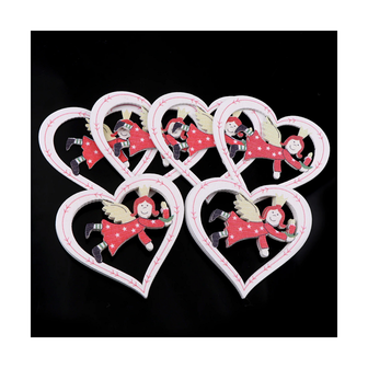 Wooden Christmas Pendants White Heart (10 pieces)