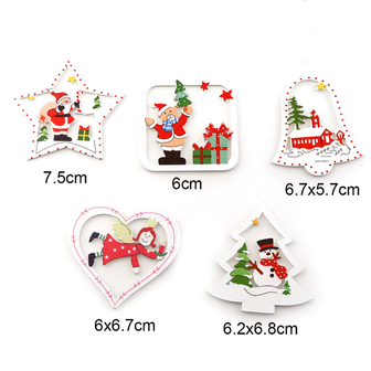 Wooden Christmas Pendants White Clock (10 pieces)