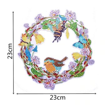 Diamond Painting Wreath Flowers and Butterflies 23cm