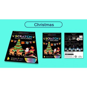 Scratch drawings Christmas cards set (9 pieces)