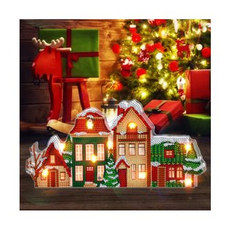 Diamond Painting Standing Christmas Lamp 10 (Houses)