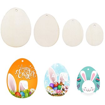 Wooden Easter egg pendants to paint / color yourself (10 pieces/8cm)