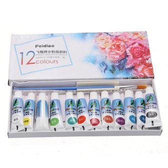 Acrylic paint Set mini 12 colors including brush (12 x 5ml)