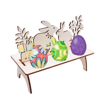 Wooden egg stand Hares to paint / color yourself (21cm)