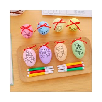 Set Easter eggs with figures to color yourself (6 pieces) including markers