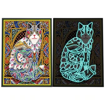 Diamond Painting Glow in the dark Cat 25x35cm - Shop now - JobaStores