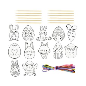 Scratch Drawing set Easter pendants Large (12 pieces)