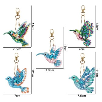 Diamond Painting Keychain Set Hummingbird (5 pieces)