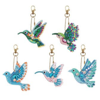 Diamond Painting Keychain Set Hummingbird (5 pieces)