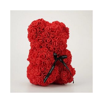 Soap roses bear with bow Red 25cm with gift box