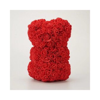 Soap roses bear with bow Red 25cm with gift box