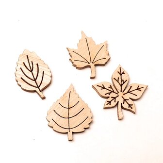 Wooden mini leaves assortment to paint / color yourself (40 pieces / 28mm)