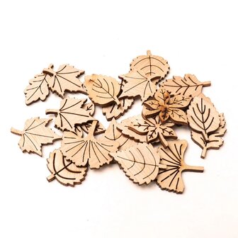 Wooden mini leaves assortment to paint / color yourself (40 pieces / 28mm)