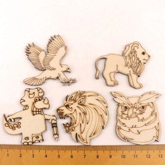 Wooden mini wild animals assortment to paint / color yourself (10 pieces / 50mm)