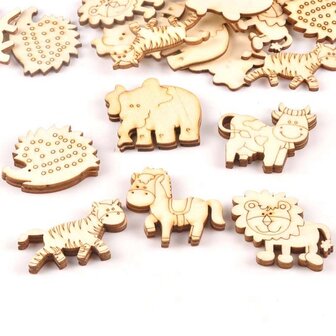 Wooden mini animal assortment to paint / color yourself (30 pieces / 45mm)