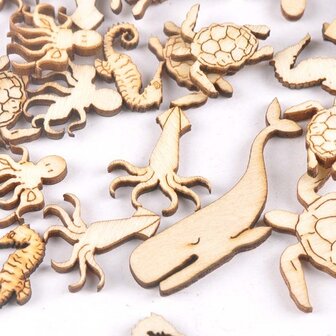 Wooden mini sea creatures assortment to paint / color yourself (20 pieces / 40mm)