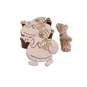 Wooden Christmas pendants Santas to paint / color yourself (10 pieces / 60mm)