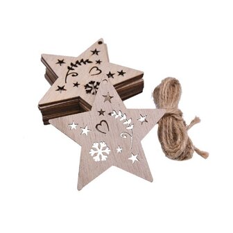 Wooden Christmas hangers Stars to paint / color yourself (10 pieces/70mm)