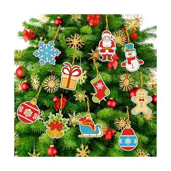 Diamond Painting Christmas pendants 03 (10 pieces)