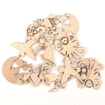 Wooden mini Christmas pendants Angels to paint / color yourself (10 pieces / 44mm)