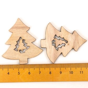 Wooden mini Christmas hangers Christmas trees to paint / color yourself (10 pieces / 44mm)