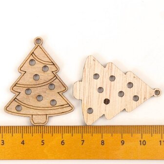 Wooden mini Christmas hangers Christmas trees to paint / color yourself (10 pieces / 44mm)