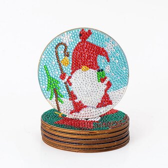 Diamond Painting Christmas Coaster set 01 with holder (6 pieces)