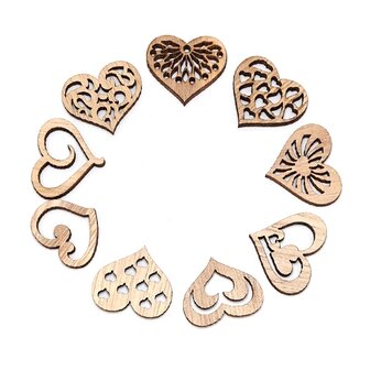 Wooden mini hearts assortment to paint / color yourself (50 pieces / 33mm)